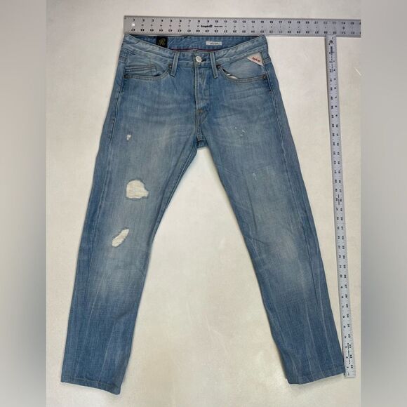 Replay Waiton Denim Jeans Men Size 30 x 26 Blue Distressed Studded Back Pocket - Picture 10 of 12